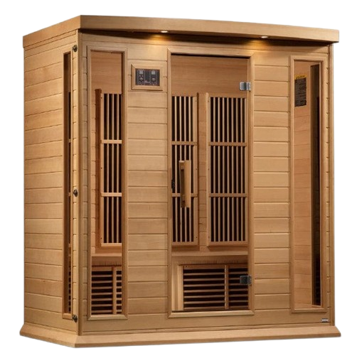 Front Right Side View Of The Maxxus 4-Person Near Zero EMF FAR Infrared Indoor Sauna | MX-K406-01-ZF