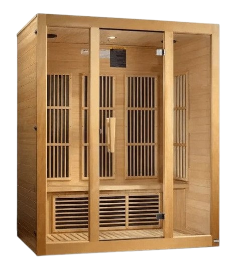 Front Right Side View Of The Maxxus Bellevue 3-Person Low EMF FAR Infrared Indoor Sauna | MX-J306-01