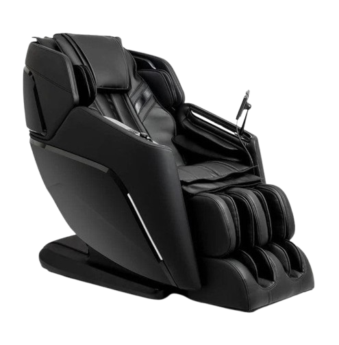 Front Right Side View Of The Ogawa Active XL 3D Massage Chair | OG-6300 Shown In The Upright Chair Position In Black Color