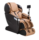 Front Right Side View Of The Ogawa Master Drive AI 2.0 Massage Chair | OG-8801 Shown In The Upright Chair Position In The Dark Brown And Sand Color