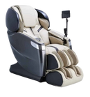 Front Right Side View Of The Ogawa Master Drive AI 2.0 Massage Chair | OG-8801 Shown In The Upright Chair Position In The Gun Metal And Ivory Color