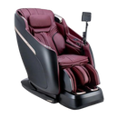 Front Right Side View Of The Ogawa Master Drive DUO Massage Chair | OG-8900 Shown In The Upright Chair Position In The Black And Burgundy Color