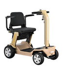 Front Right Side View Of The Reyhee Flex Electric Folding Mobility Scooter Shown With The Tan Frame