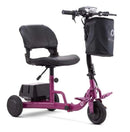 Front Right Side View Of The Reyhee Triad Compact Folding Electric Mobility Scooter Shown With The Violet Colored Frame