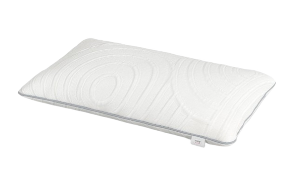 Front Right Side View Of The Rize Home Low Dual Cool Pillow With Gray Trim