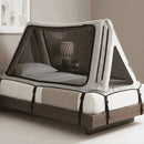 Front Right Side View Of The Safe Place Bedding Model 100 Safe Place Travel Bed Shown In The Gray Color