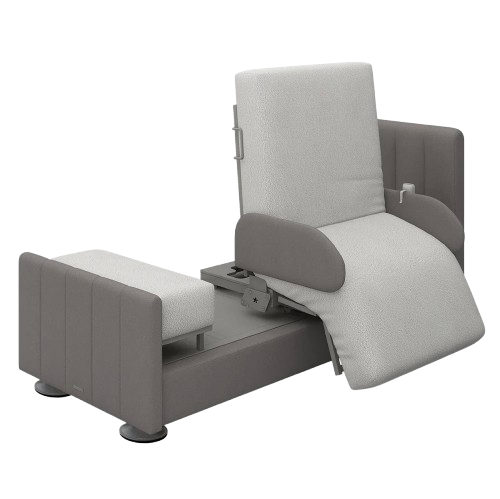 Front Right Side View Of The StarSleep Arlo Rotating Bed Shown In The Chair Position