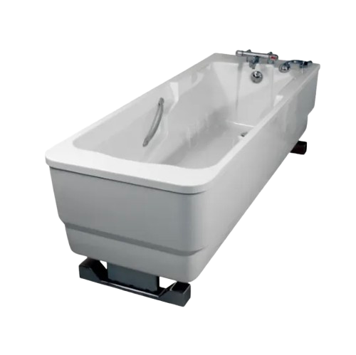Front Right Side View Of The TR Equipment Bathtub Comfortline Bath System Shown In The White Cover Color