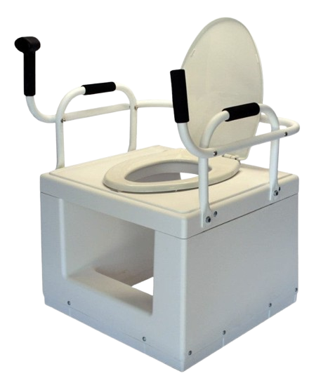 Front Right Side View Of The Throne Buttler Powered Toilet Lift Chair TLFE001 Shown In The Lowered Flat Position