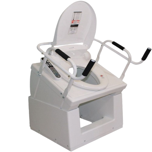Front Right Side View Of The Throne Buttler Powered Toilet Lift Chair With Heated Bidet Seat TLFE004 Shown In The Raised Position