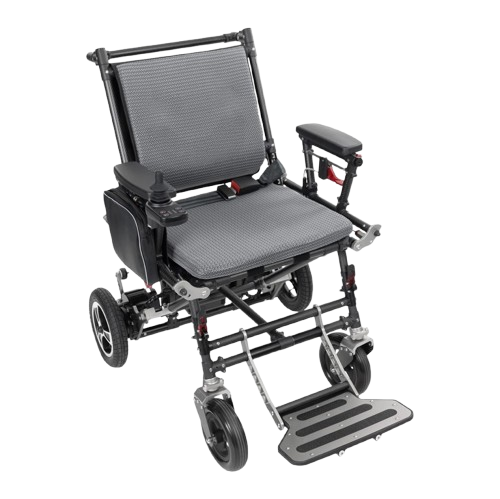 Front Right Side View Of The Vive Health AirCarbon Power Wheelchair
