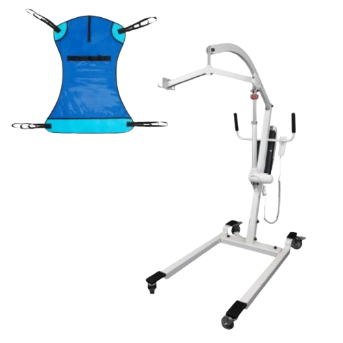 Front Right Side View Of The Vive Health Electric Patient Lift Shown With Included Sling