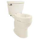 Front Right Side View Of The Vive Health Toilet Seat Riser On A Toilet Bowl