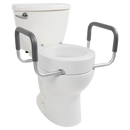 Front Right Side View Of The Vive Health Toilet Seat Riser With Handles Shown On A Toilet Bowl
