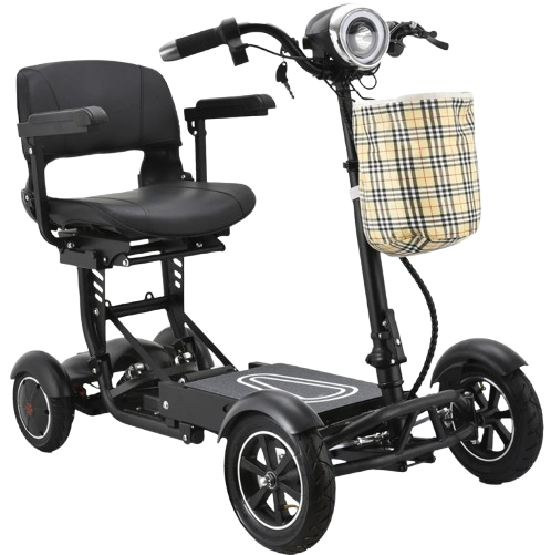 Front Right View Of The Bangeran Dragon EX Mobility Scooter Shown In Black Color