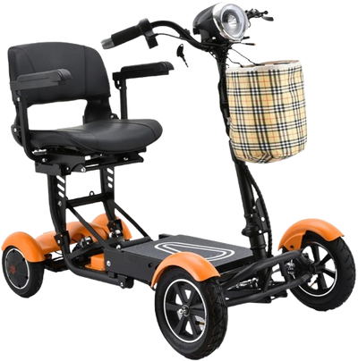 Front Right View Of The Bangeran Dragon EX Mobility Scooter Shown In Orange Color