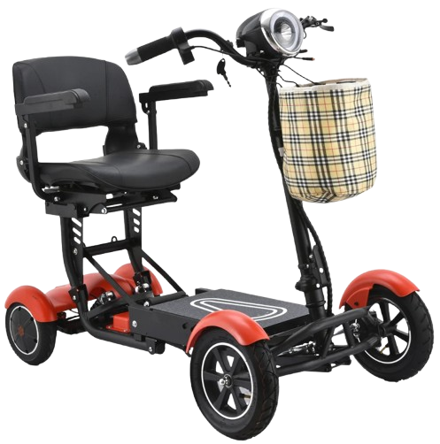 Front Right View Of The Bangeran Dragon EX Mobility Scooter Shown In Red Color