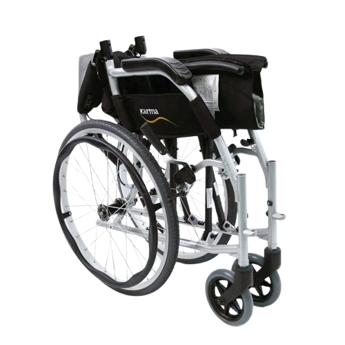 Front Right View Of The Karman Ergo Flight Wheelchair Shown In The Folded Position