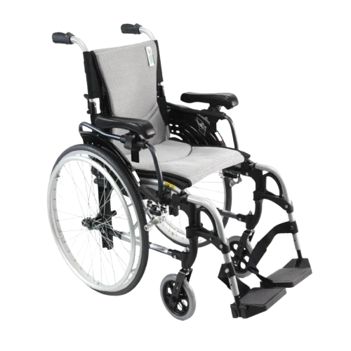 Front Right View Of The Karman S-Ergo 305 Wheelchair Shown With Pearl Silver Frame