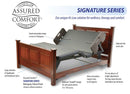 Front View Of A Diagram Highlighting Features Of The Assured Comfort Signature Hi Low Adjustable Bed In Elevated Height Position And Articulation With Two Side Rails Shown In Cherry Finish With Raised Panel Headboard And Footboard
