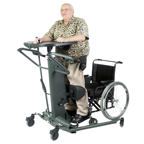 Front View Of A Man Using The EasyStand StrapStand Standing Frame 