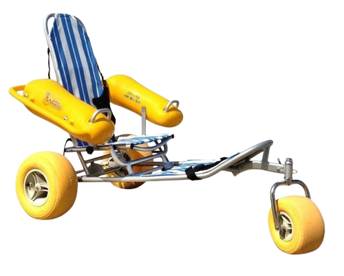 Front View Of The AccessRec WaterWheels Floating Beach Wheelchair Right Side