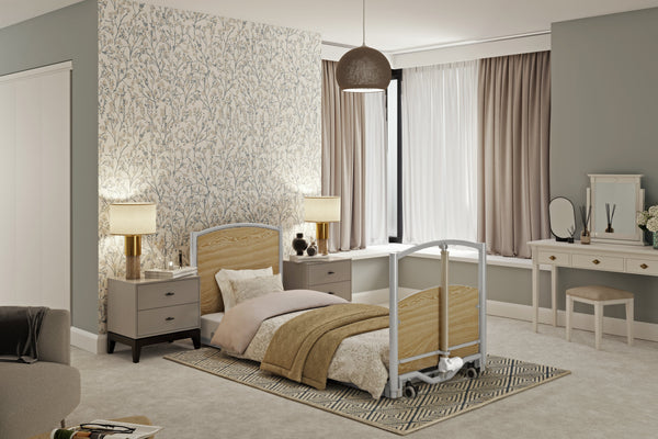 Front View Of The Accora FloorBed Ultra Low Adjustable Bed In A Homecare Setting