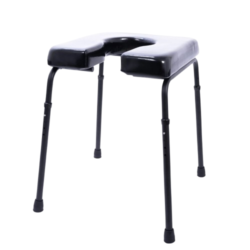Front View Of The ActiveAid 101 Toilet Shower Chair With A 18"Wx18"D Ensolite® Front/Rear Open Seat 2" Waterfall Foam