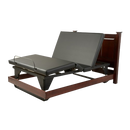 Front View Of The Assured Comfort Signature Hi Low Adjustable Bed In Elevated Height Position And Articulation Shown In Mahogany Finish With Raised Panel Headboard