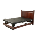 Front View Of The Assured Comfort Signature Hi Low Adjustable Bed In Elevated Height Position Shown In Cherry Finish With Raised Panel Headboard 