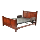 Front View Of The Assured Comfort Signature Hi Low Adjustable Bed In Elevated Height Position With Two Side Rails Shown In Cherry Finish With Raised Panel Headboard And Footboard