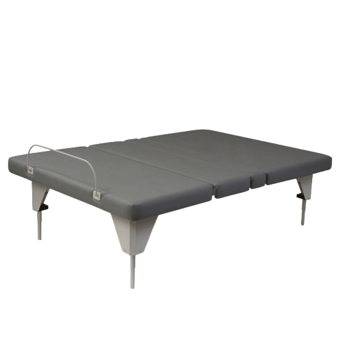 Front View Of The Assured Comfort Signature Hi Low Adjustable Bed In Elevated Height Position Shown With No Headboard Or Footboard