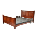 Front View Of The Assured Comfort Signature Hi Low Adjustable Bed In Flat Height Position With Two Side Rails Shown In Cherry Finish With Raised Panel Headboard And Footboard