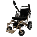 Front View Of The ComfyGo IQ 7000 Electric Wheelchair Shown With Standard Cushion Color And Gold Frame Color