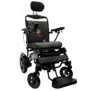 Front View Of The ComfyGo IQ 9000 Electric Wheelchair Shown In Black Colored Cushions And Black Frame