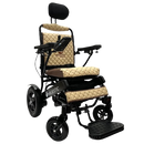 Front View Of The ComfyGo IQ 9000 Electric Wheelchair Shown In Coffee Colored Cushions And Black Frame