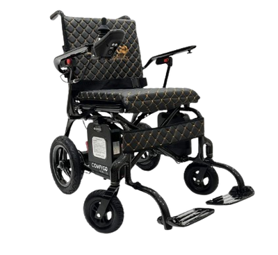 Front View Of The ComfyGo Phoenix Carbon Fiber Electric Wheelchair In Black Color