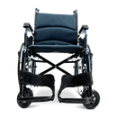 Front View Of The ComfyGo X1 Wheelchair Shown In Blue Frame Color And Standard Model