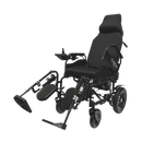 Front View Of The ComfyGo X9 Electric Wheelchair Shown In Black Colored Cushions