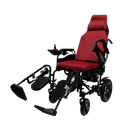 Front View Of The ComfyGo X9 Electric Wheelchair Shown In Red Colored Cushions