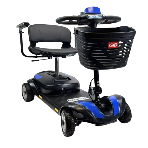 Front View Of The ComfyGo Z4 Mobility Scooter Shown In Blue Color 