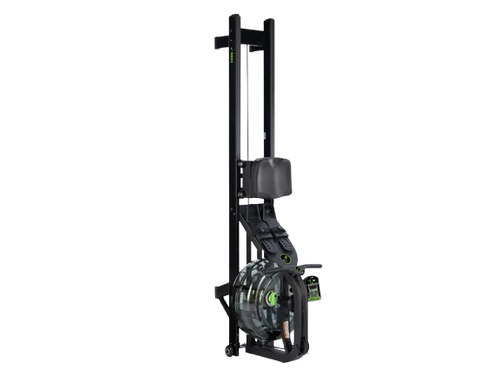 Front View Of The Dynamic Fluid Fitness S660 Rower In The Upright Position