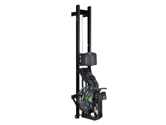 Front View Of The Dynamic Fluid Fitness S660 Rower In The Upright Position