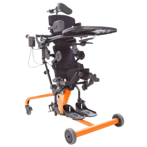 Front View Of The EasyStand Bantam Small Standing Frame Shown In Orange Color