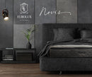 Front View Of The Eurolux Novis: The 5-Layer Luxury Mattress Crafted By Masters On A Bed Frame In A Bedroom Setting With The Word 'Novis' Written Above The Mattress