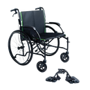 Front View Of The Feather Heavy Duty Wheelchair Shown With Swingaway Leg Rests On The Ground