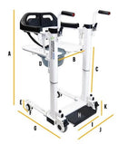 Front View Of The Freedom Aqua Shower Patient Transfer Lift Highlighting Its Closed Dimensions