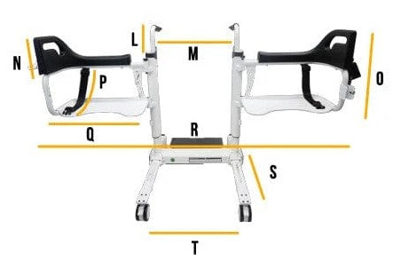 Front View Of The Freedom Aqua Shower Patient Transfer Lift Highlighting Its Opened Dimensions