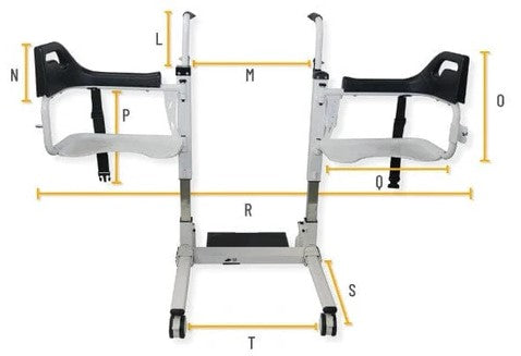 Front View Of The Freedom Transfer Patient Lift Opened Dimensions