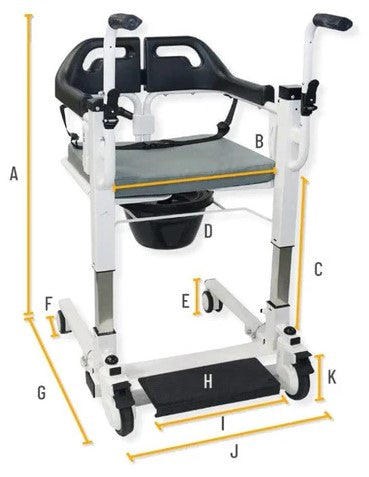 Front View Of The Freedom Transfer Patient Lift Closed Dimensions